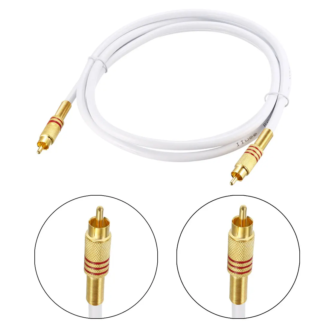 Uxcell 2 шт. RCA штекер к штекеру аудиокабель белый RG6 6 футов с красным кольцом