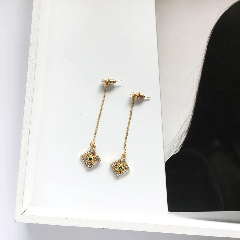 S925 модные ювелирные изделия тонкая цепь висячие серьги цветок блестящие нежные