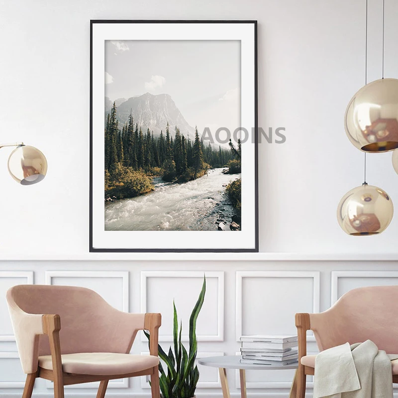 Пейзаж Монтана фотография постер туманная Гора залив настенные художественные