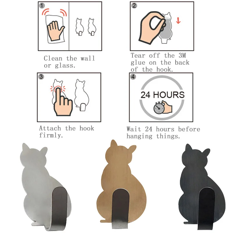 Самоклеящийся крючок в форме кошки настенная вешалка для ключей крючки двери