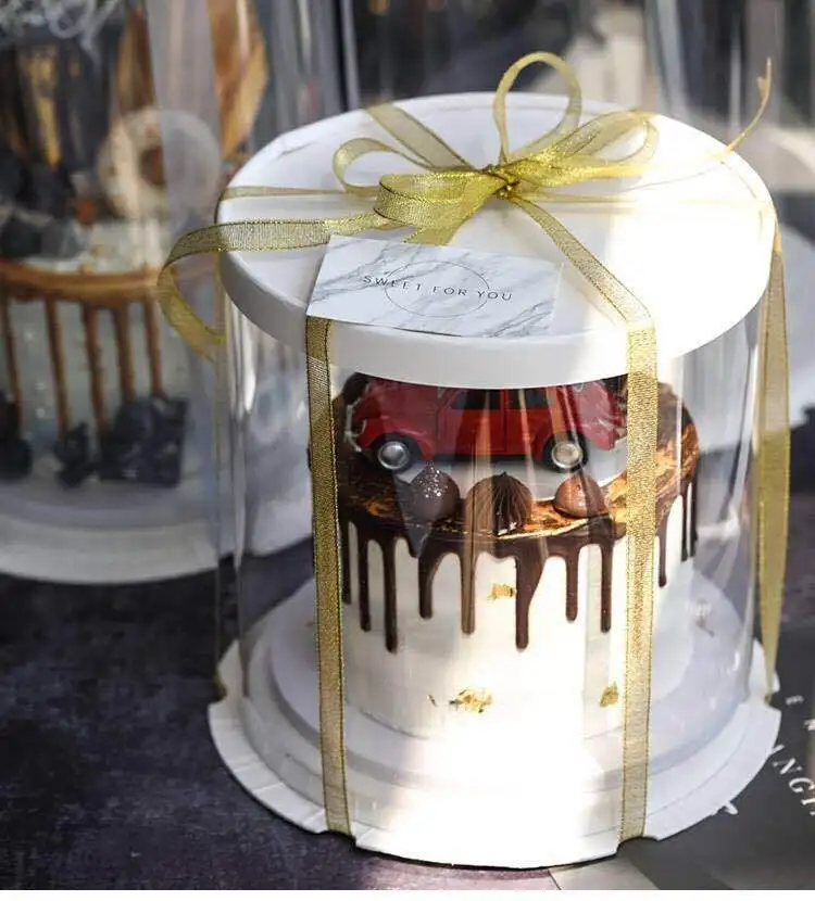 Новая модная круглая прозрачная коробка для торта 2 шт. 8 дюймов 1 яруса