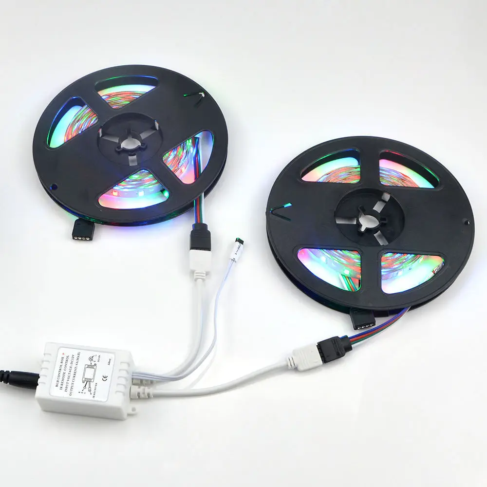 

12V RGB Flexible Ribbon Fita Led Light Strip Waterproof 2835 SMD 5M 10M 15M Tape Diode + Remote Control +Adapter room decor