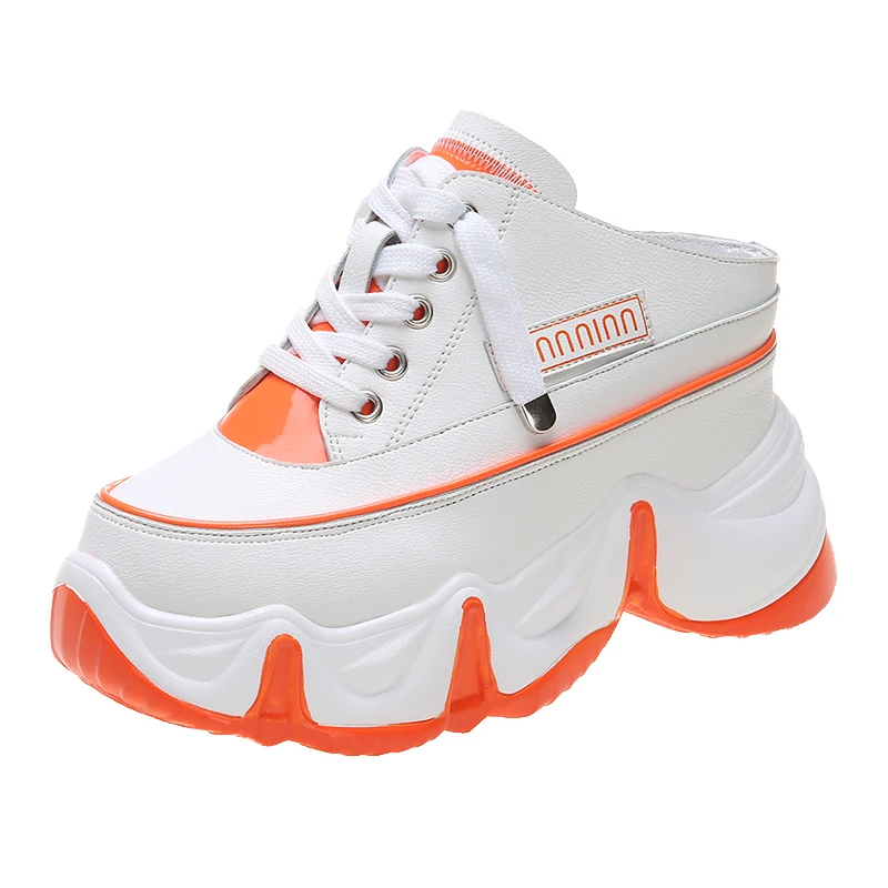 Женские кроссовки на платформе 2020 см Белые Повседневные танкетке массивные