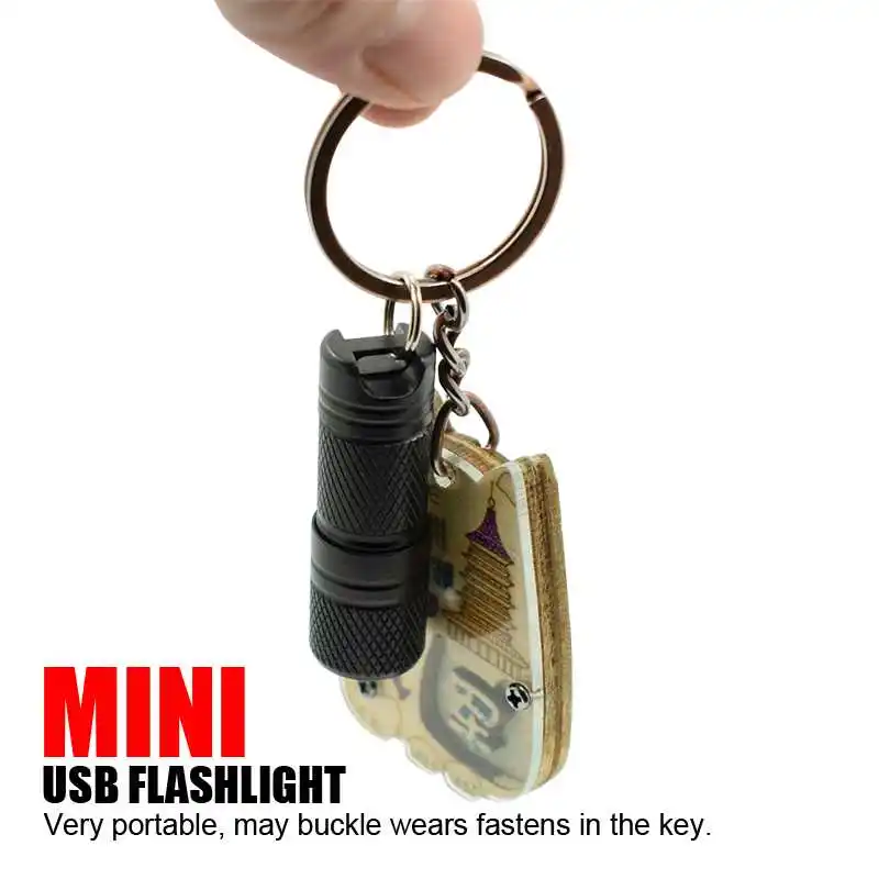 Portable Mini Pocket LED Flashlight USB Rechargeable Waterproof White Light Keychain Torch Super Small Lanterna + 10180 Battery | Освещение