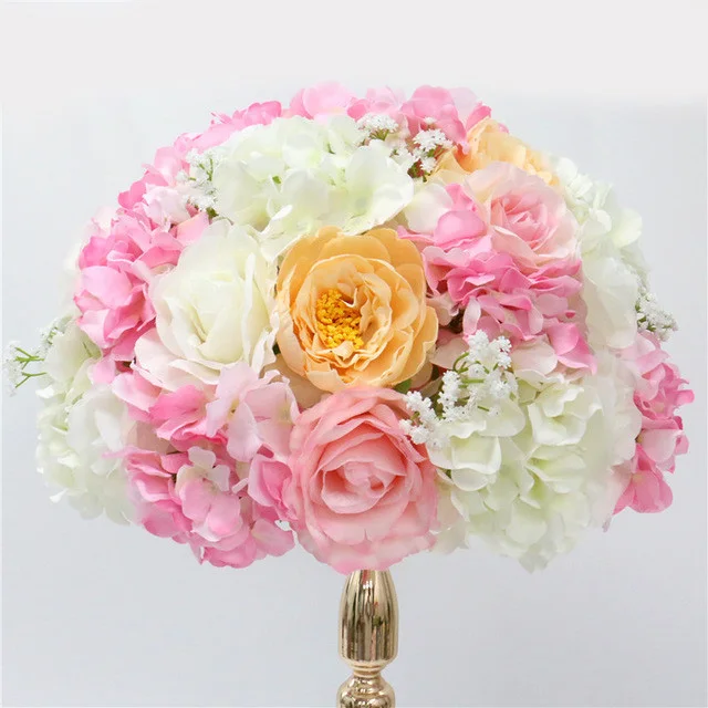 Pink ball 35/40/50 искусственный цветок, стол, центральный венок, вечерние, свадебные декорации, дорога, свинец, цветок, шар, роза, Гортензия, Гипсофила - Цвет: Pink ball