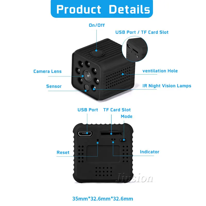 Мини камера HD с автоматическим ночным видением датчиком движения
