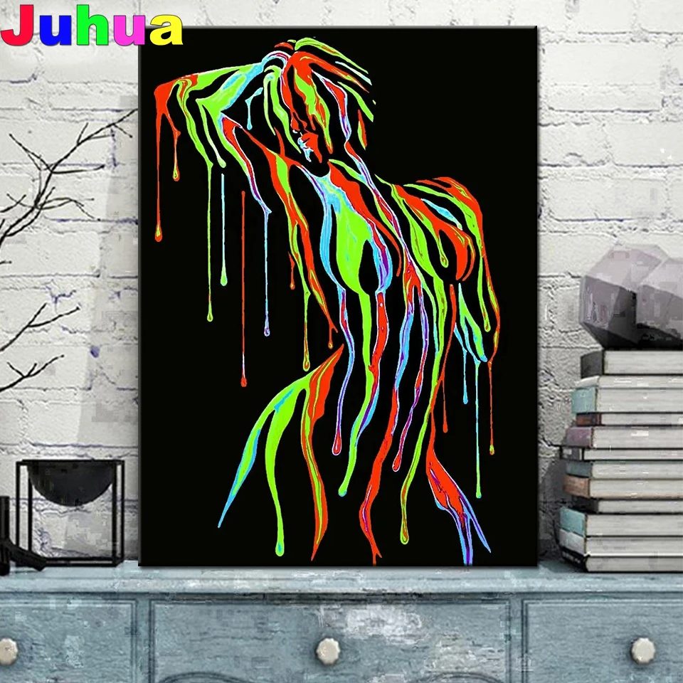 

5d Full Diamond painting stitch cross Color girl,Full Round Square Diamond embroidery Diy mosaic Diamond Abstract decor,
