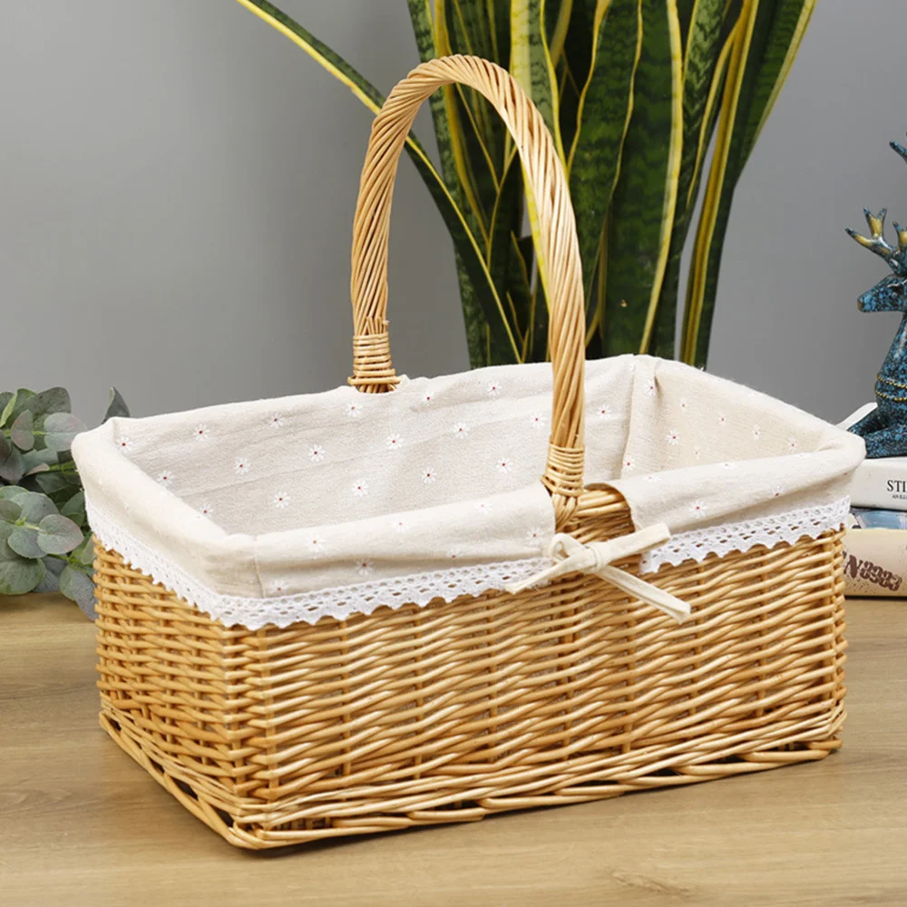 

1Pc Durable Wicker Baskets Willow Woven Storage Basket Fruit Storage Holder