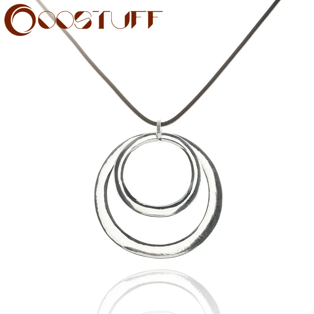 

Vintage Silver Color Round Circles Necklace Chains On the Neck Goth Suspension Decorative Jewelry Pendants for Women Accessories