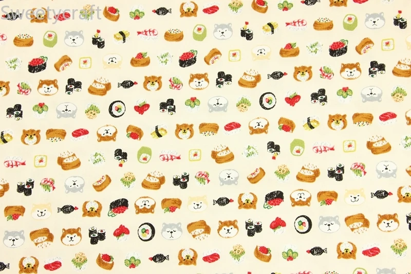 110*45 см японский стиль суши с животным принтом хлопчатобумажная ткань для