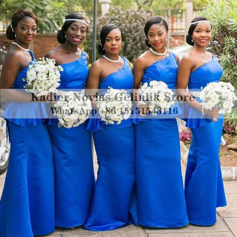 

Long Royal Blue Satin Bridesmaid Dresses 2021 Vestido Madrinha African Black Girl Wedding Party Robe Demoiselle d Honneur Femme