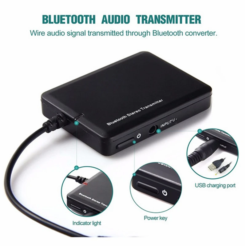 Bluetooth аудио передатчик и приемник мини стерео bluetooth AUX USB 3,5 мм A2DP периферийное устройство со стерео-разъемом для ТВ планшетный ПК автомобильный комплект Беспроводной адаптер