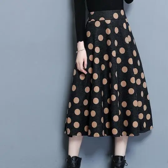 2020 юбка макси эластичная высокая талия Осень-зима клетчатая длинные юбки Ретро