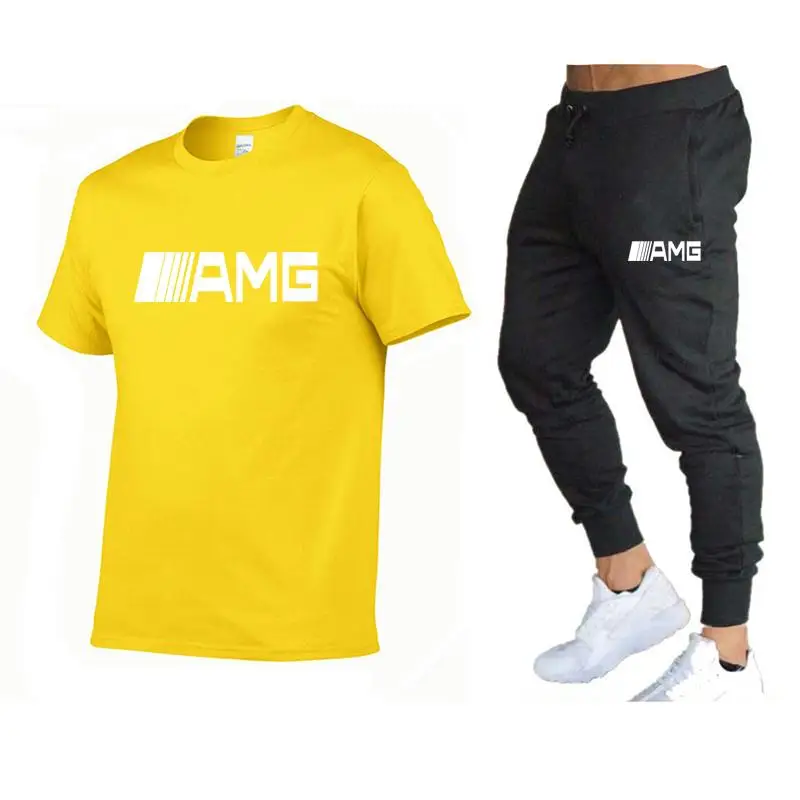 

2021 brand fashion casual sportswear summer letter printing suit men's jogging suit fitness clothes men's T-shirt + pants