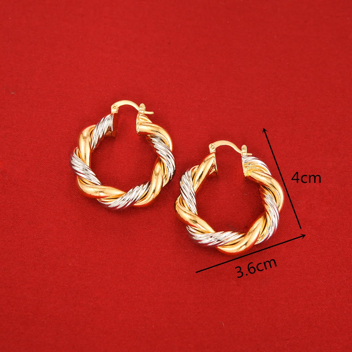 Эфиопские ювелирные изделия двухцветные витые серьги-кольца изысканные женские