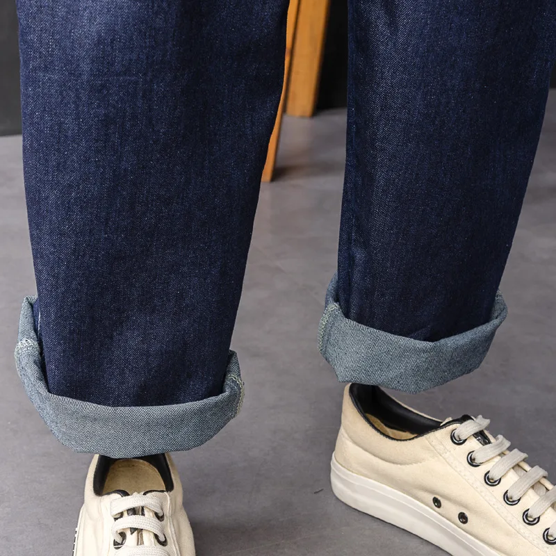 Fashion Loose Plus Size Man Jeans Bib Overalls Multi-Pocket Hip Hop Denim Jumpsuits Trousers Blue Leisure Freight Wide Leg Pants