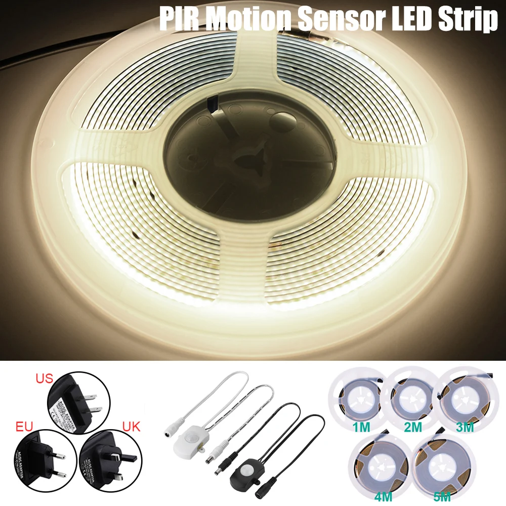 

COB LED Strip Lights PIR Motion Sensor Light Switch Indoor Lighting Stairs Closet Light Room Decor Flexible Tape Light LED Strip