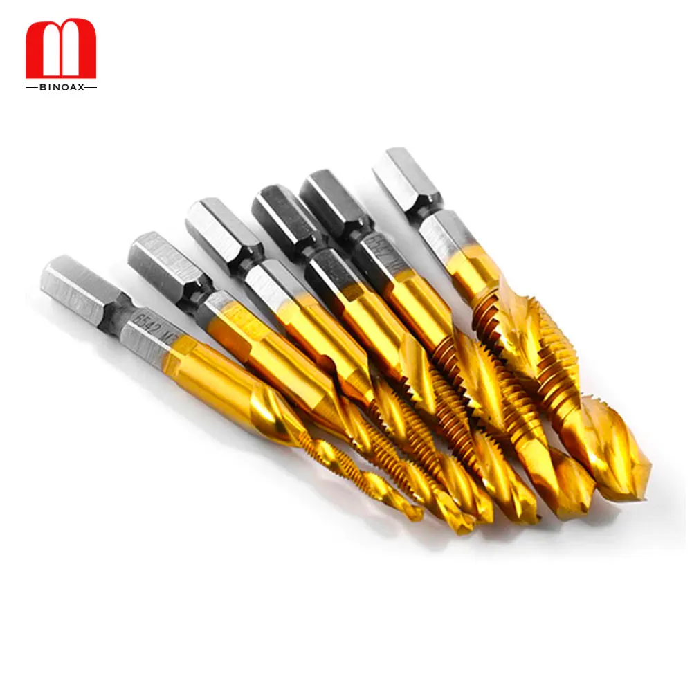 

BINOAX Titanium High-speed Steel Combination Drill Tap Bit Countersink Hex Shank M3-M10