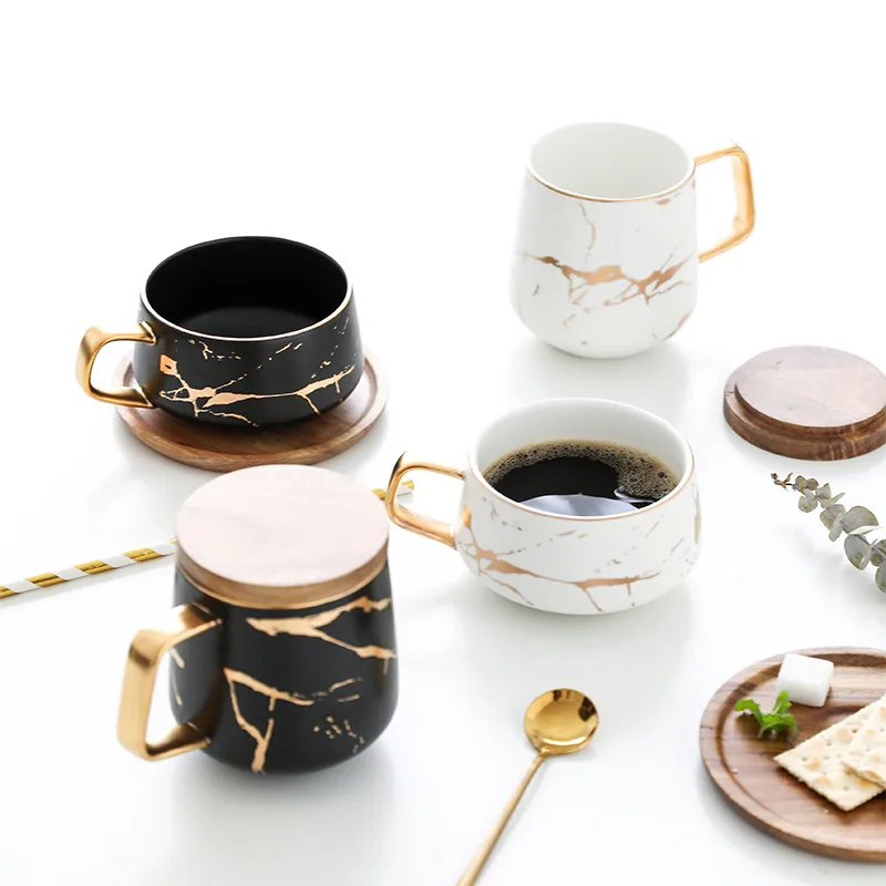 

300ml Nordic Style Creative Marble Matte Texture Ceramic Coffee Milk Juice Home Office Classic Tea Cup Simple And Fashionable