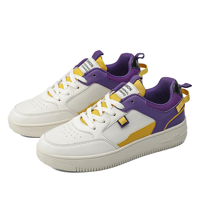 

Classic White Fashion Men's Casual Shoes Breathable Leather School Sneakers for Men Outside Walking Non-slip Mens Tennis Shoes
