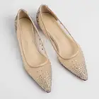 Женские свадебные туфли на плоской подошве BERZIMER, мягкие офисные туфли со стразами, размер 37, 38, 39, для весны и лета, 2020