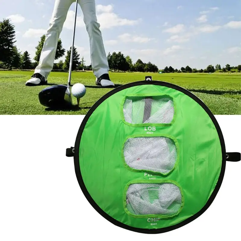 

Protable Golf Practice Net Target Cutting Rod Round Foldable Flat Nylon Folding Indoor Outdoor Collapsible Golf Supplies