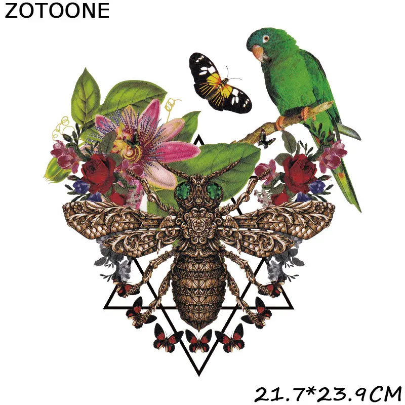 ZOTOONE нашивки с утюгом для футболки принтом в виде попугая Детские термопереводки