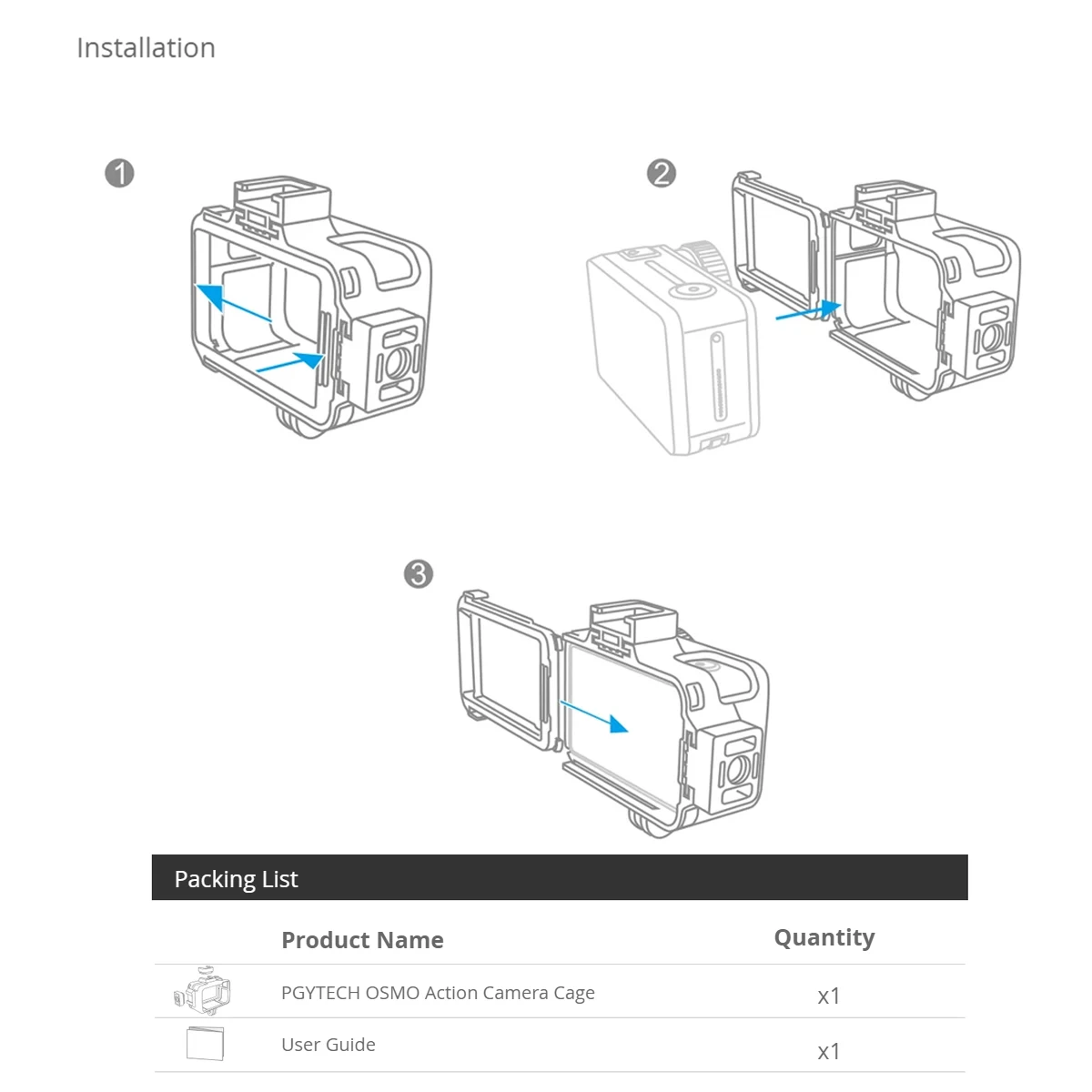 

PGYTECH Camera Cage Accessory Protection Housing Frame Case Universal Interface Expansion Accessories for DJI OSMO Action