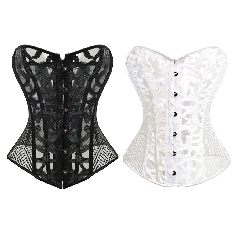 

Vest Tops For Women Sexy Corset Top Bustier Overbust Lingerie Lace Plus Size Brocade Women Sexy Vintage Halloween Costum 50LD