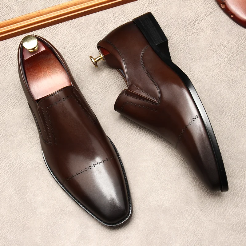 Официальные мужские туфли оксфорды из натуральной кожи с круглым носком