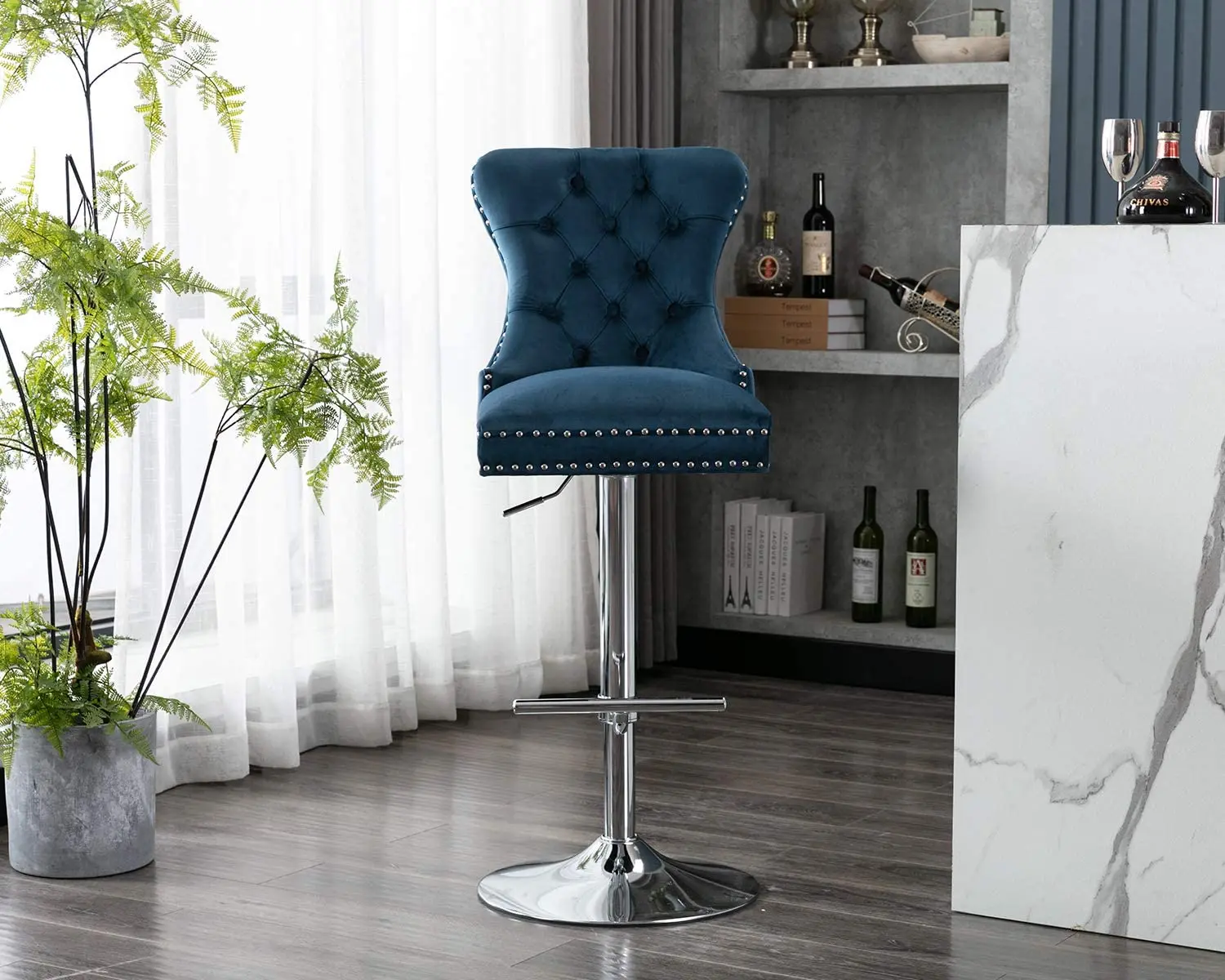 

Стул барный с регулируемой высотой, Современный Вращающийся стул с металлической основой для домашней кухни