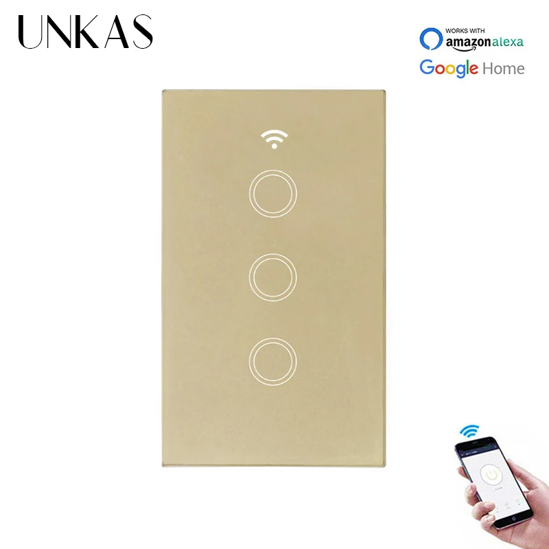 UNKAS нам Стандартный Tuya Smart Life Wi-Fi Смарт настенный сенсорный светильник