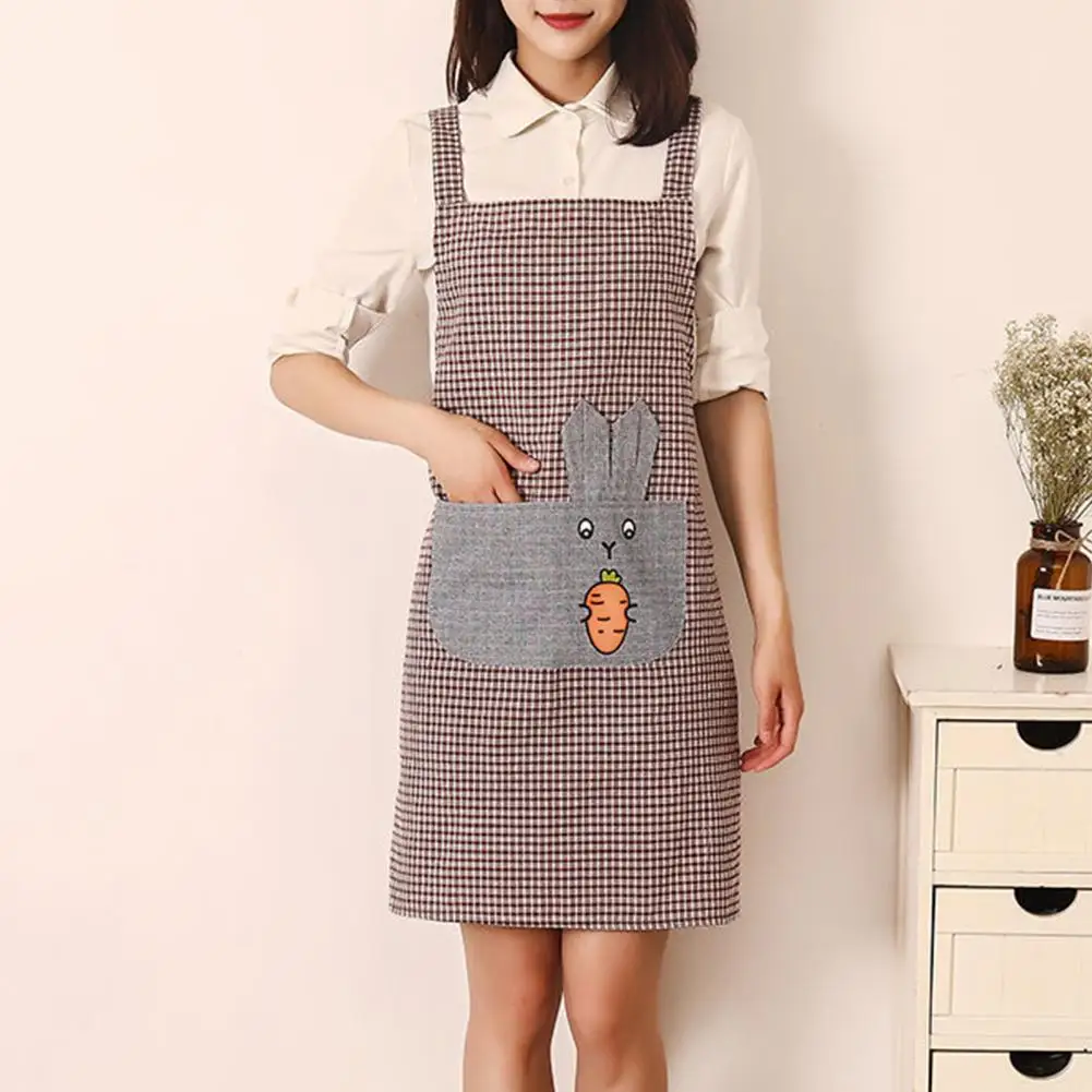 

Apron Skin-friendly Fadeless Cute Pattern Stain Resistant Cooking Bib for Dishwashing