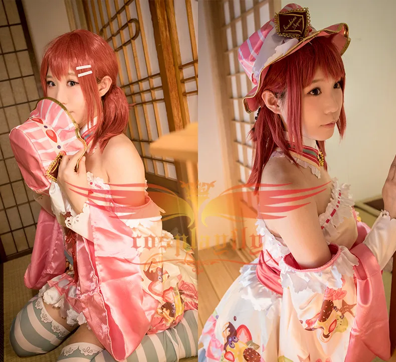 Платье для девочек Aqours Ruby Kurosawa костюм косплея взрослых и женщин шапка