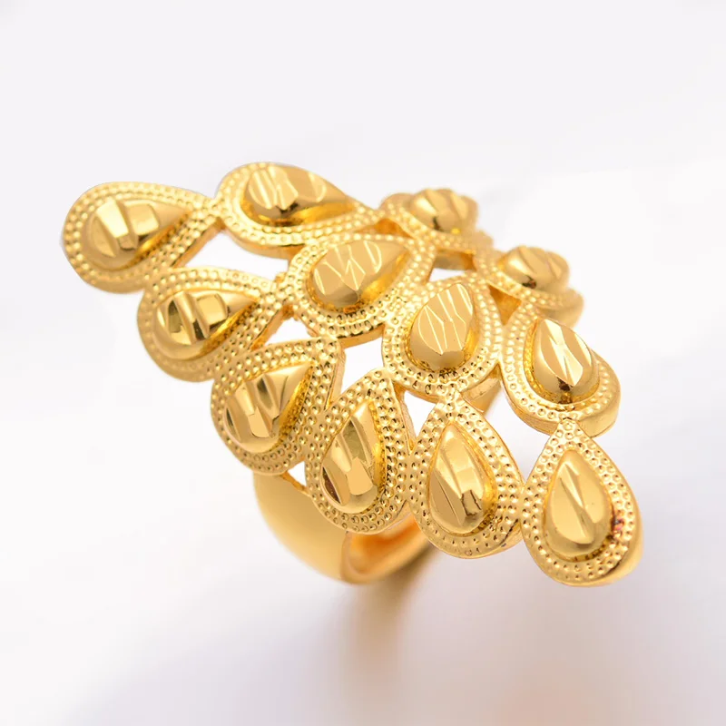 24K золото Цвет павлин хвост кольца для женщин Африканские свадебные подарки