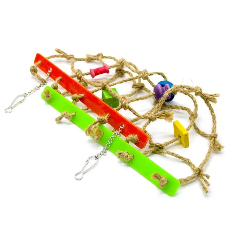 

Pet Parrot Bird Swing Climbing Ladder Chew Rope Hammock Hanging Cage Toys 517E