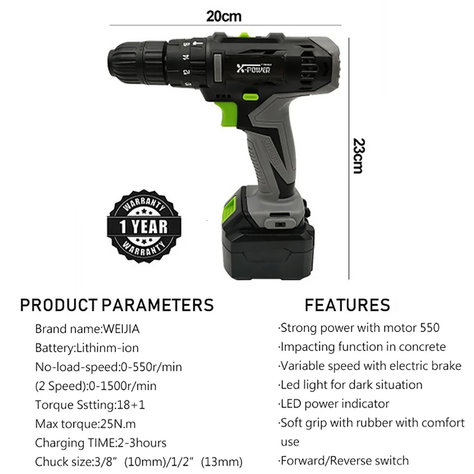 Electric Screwdriver Cordless 18V Mini Portable Electric Drill Lithium Battery Operated Rechargeable Power Tools HOME DIY