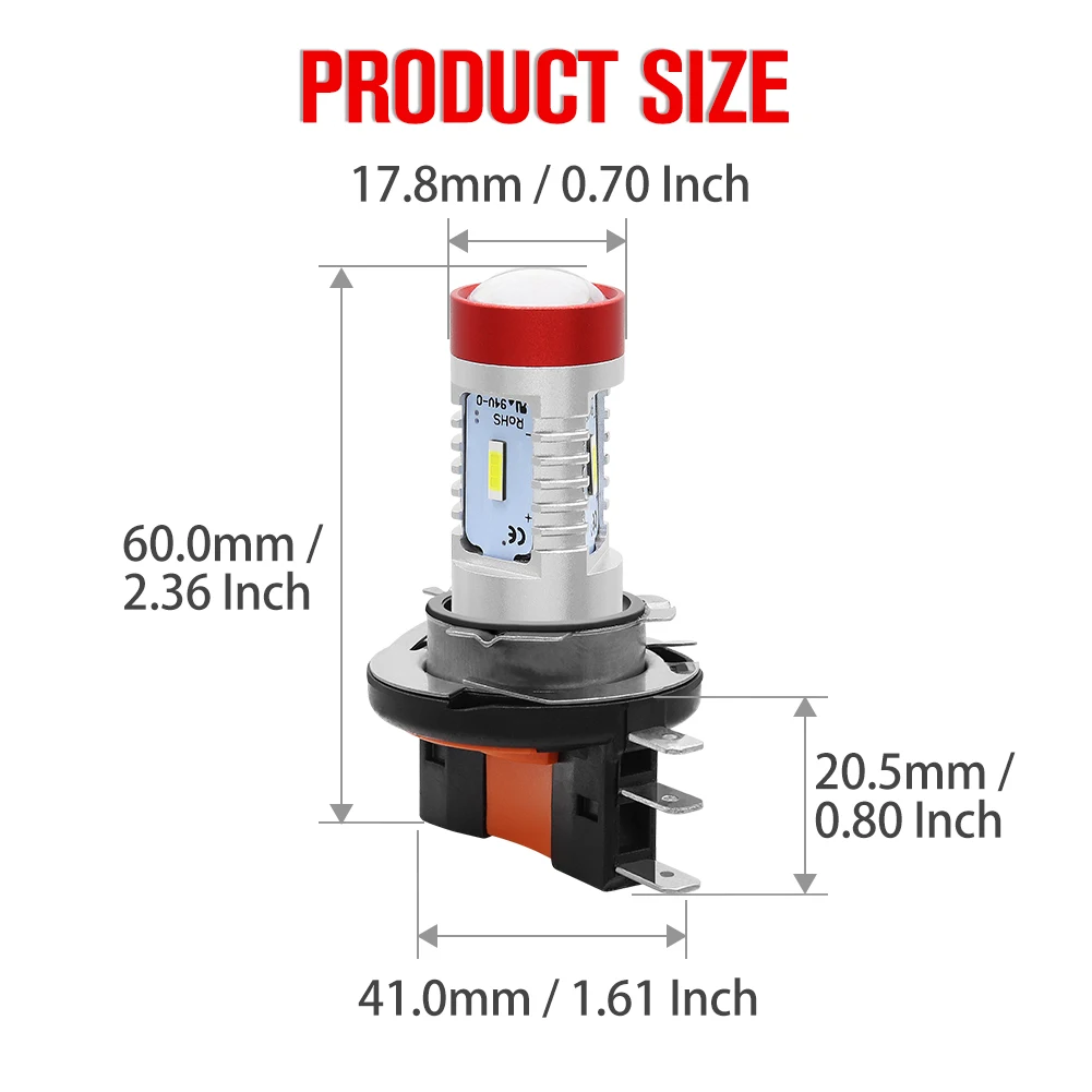 2X H15 Светодиодный противотуманный светильник 4 чипа 1860 SMD 6000K белый автомобильный