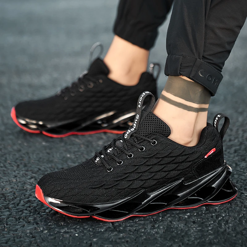 JIEMIAO New High Quality Blade Sole Men Sneakers Breathable  Running Shoes Outdoor Comfortable Sports Shoes Zapatillas Hombre