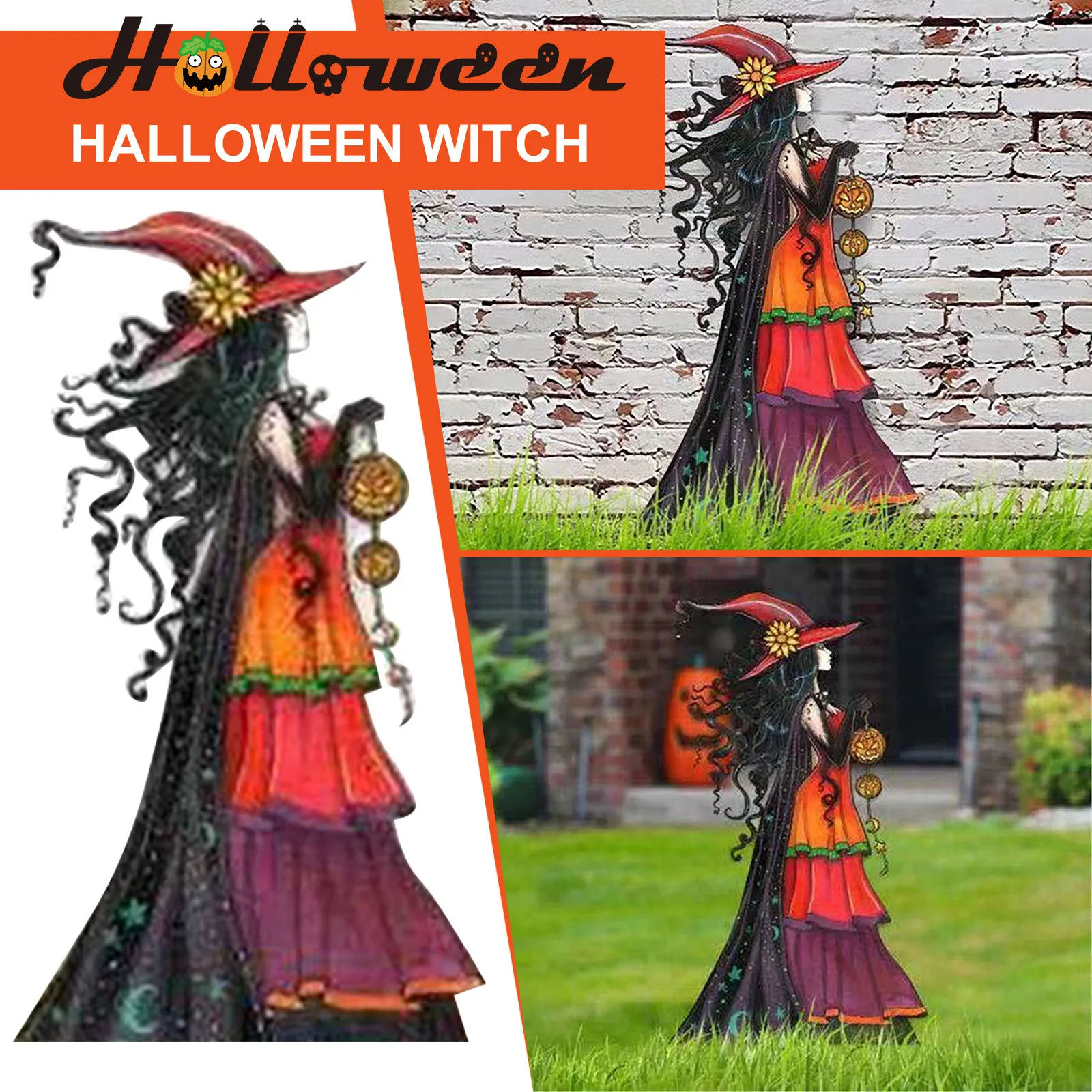 

Halloween Garden Metal Color Witch Decoration Courtyard Lawn Garden Plugin Color witch decoration Lawn Garden Plugin #36
