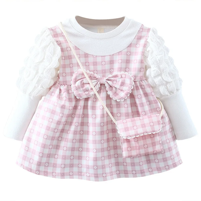 

Children's Clothing Girls Gress Spring Autumn Baby Girl Puff Sleeve Plaid Princess Dress Casual Girls Spring Dress
