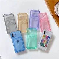 luxury clear card package female soft case for iphone 11 12 pro max mini 7 8 plus xr x xs se 2020 silicone phone cover fundas
