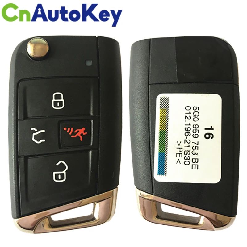 

CN001086 For Vw Golf Gti Polo Touran 3+1 Button Flip Key 315mzh Remote FCC 5G0 959 752 BE Keyless GO Key For VW Volkswagen