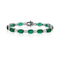 trendy 15 18cm 925 sterling silver oval synthesis emerald carbon diamond bracelets for women s925 jewelry chain bracelet party