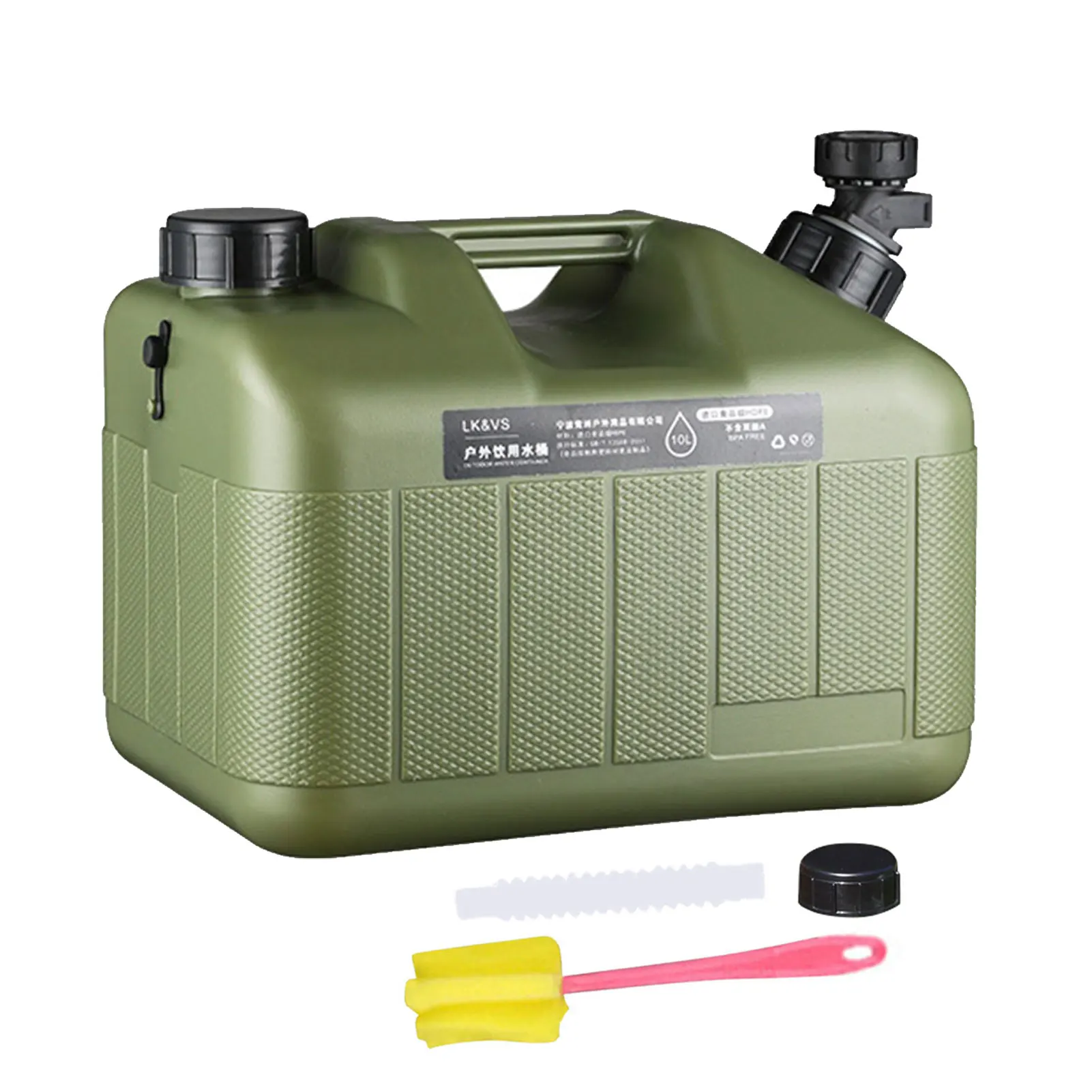 

10L Outdoor Hiking Camp Water Bucket Portable Car Driving Water Tank Container Large-caliber Camping Water Canister With Faucet