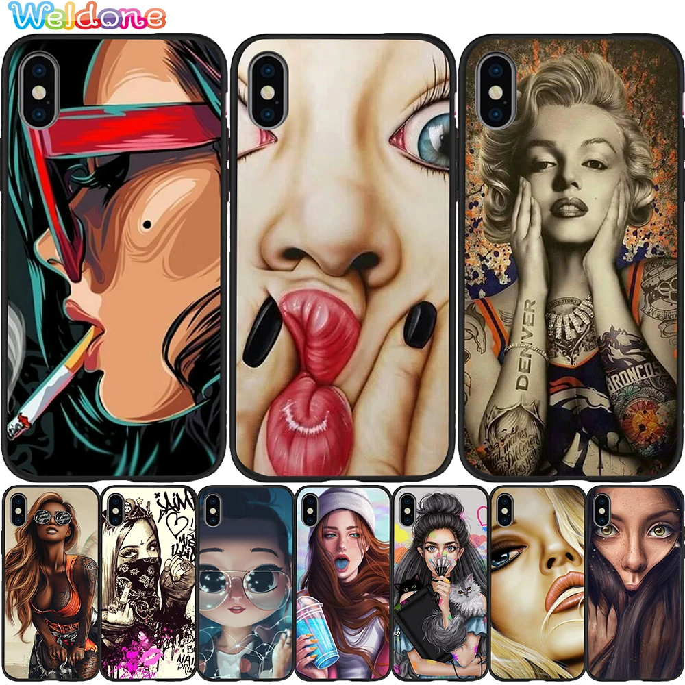 Модный красивый черный чехол для телефона с длинными волосами девочек iPhone 11 Pro Max