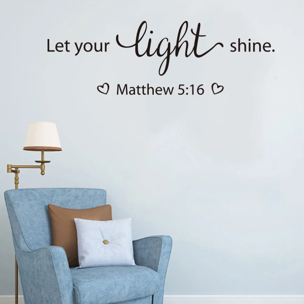 

Let Your Light Shine Matthew 5:16 Religious Quotes Vinyl Wall Decal Art Lettering Wall Stickers Christian Home Decor