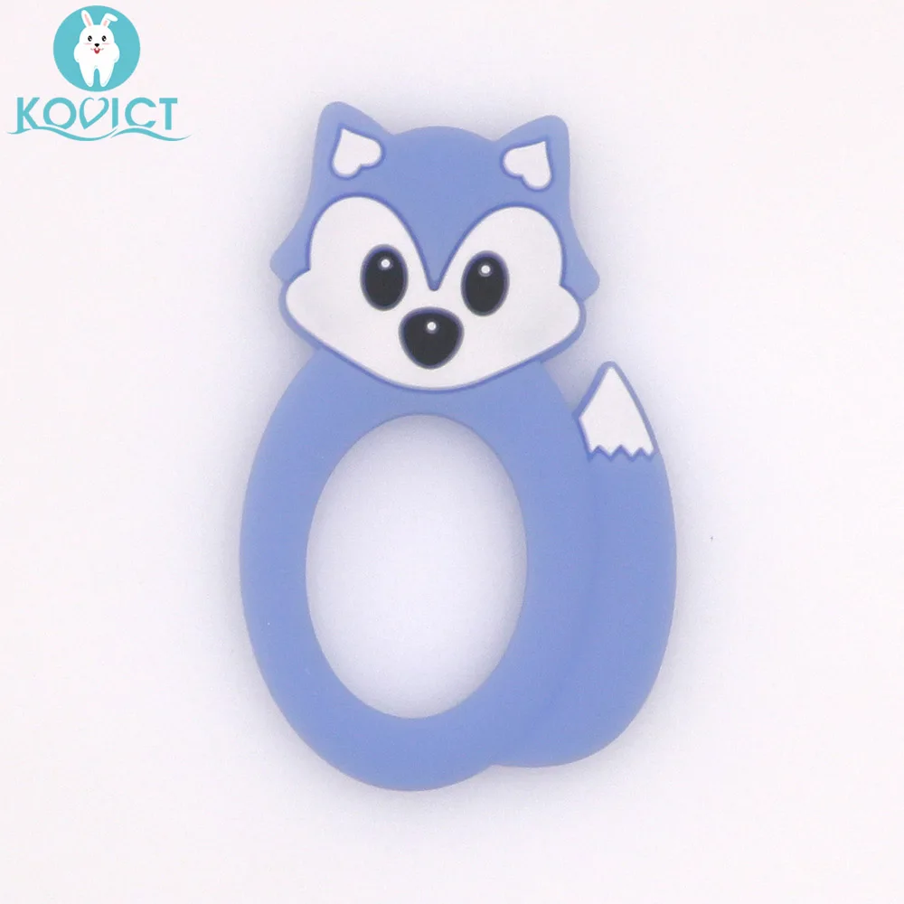 02 Blue Kovict BPA бесплатно 1 шт. лиса детский Силиконовый грызунок грызуны Прорезыватели для зубов жевательные в форме животных детские товары для кормления подарок - Цвет: 02 Blue
