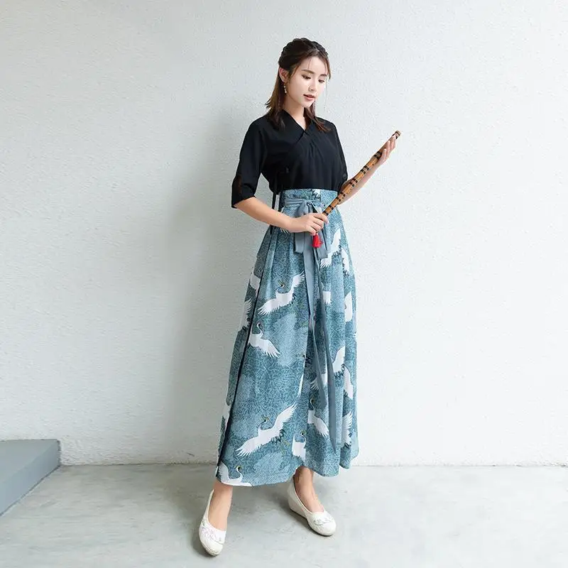 Новый фестиваль одежда ханьфу костюм для народных танцев с принтом журавлей