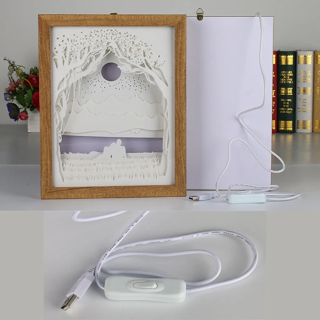 3D бумажный врезной светильник настольные украшения парные световые тени